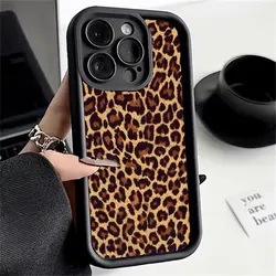 Custodia per telefono in TPU morbida e shockproof con stampa leopardata vintage