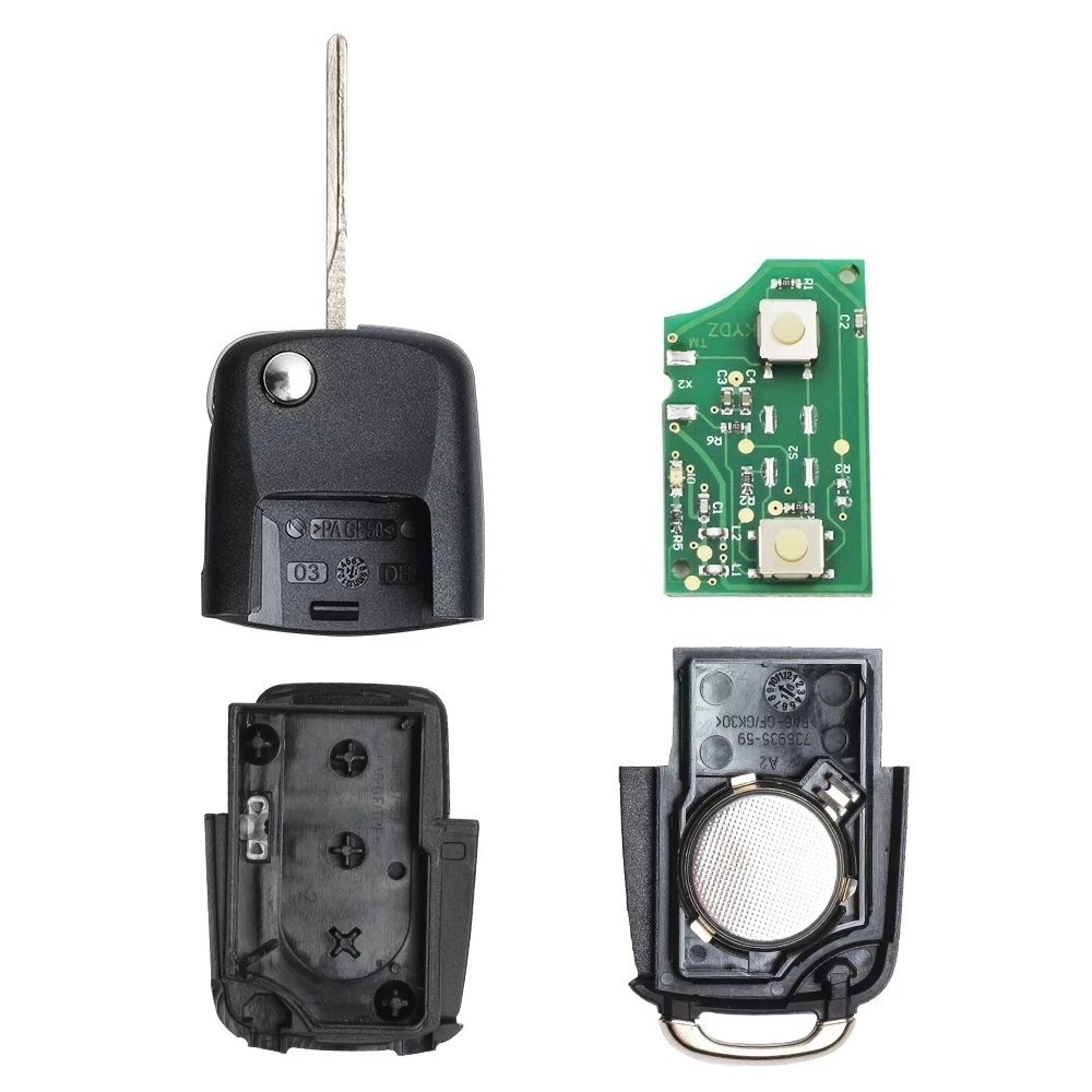 KEYECU VW Sharan Model 2004-2008 7M3 959 753 433MHz 2 Button Folding Flip Remote Key 7M3959753 ID48 Chip HU66 Blade car remote key car key