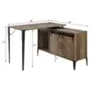Wooden Writing Desk with Storage Cabinet, Computer Desk with 2 Slide Door, Brown and Black 2