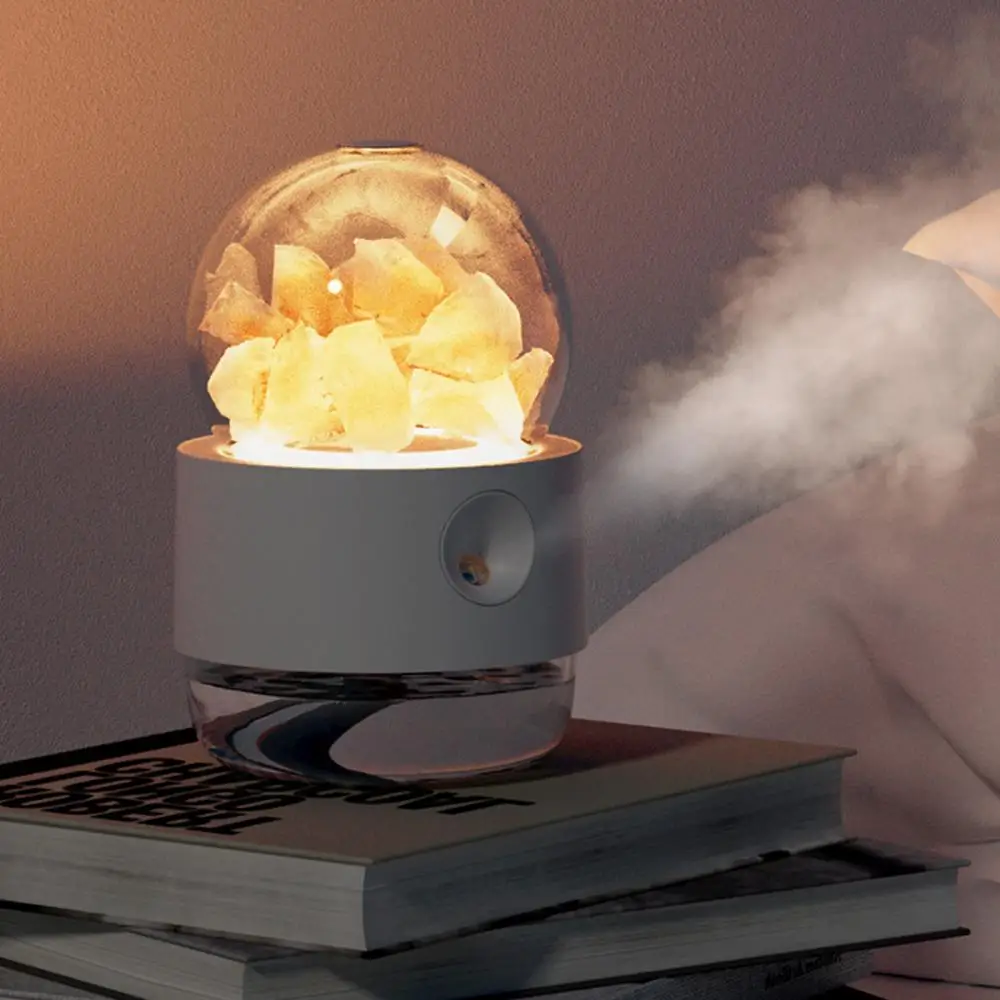 300ml Crystal Ball Salt Stone Humidifier With Night Light Usb Portable