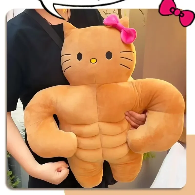 

40/58cm Hello Kitty Sanrio Anime Cartoon Cute Funny Muscle Doll Plush Toy Creative Personalized Pillow As A Kawaii Gift Friends