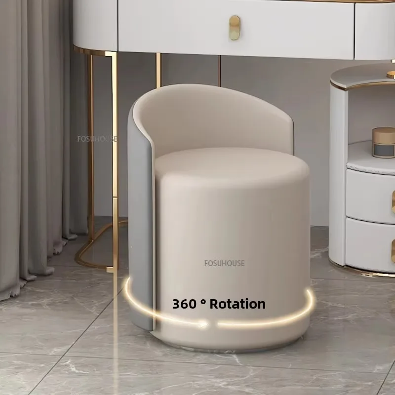 Modern Light Luxury Vanity Chair for Bedroom White Pouffe Stool Chair Living Room Ottomans Home Entrance Shoe Changing Stool