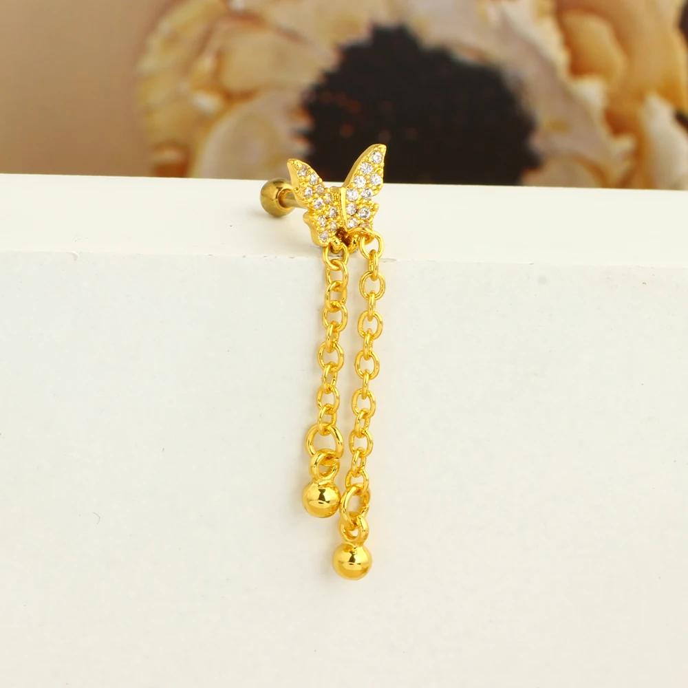 1pc 16G Helix Cartilage  Earrings Tragus Piercing Stainless Steel Ball Stud Earring Dangle Cute Tragus Daith Jewelry womenen