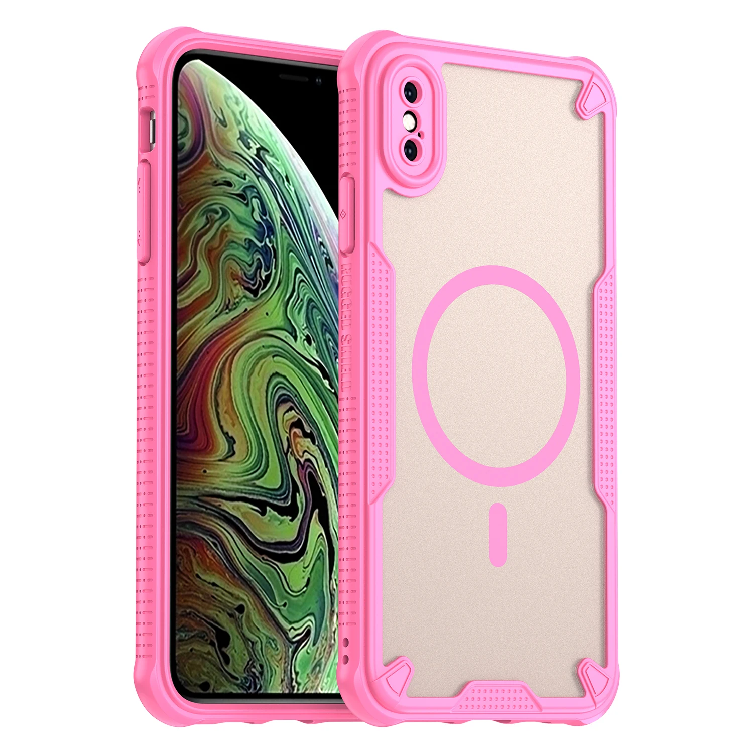 حافظة هاتف مغناطيسية فاخرة غير لامعة وشفافة ومقاومة للصدمات لهاتف آيفون XsMax X XS XR لغطاء الشحن اللاسلكي Magsafe
