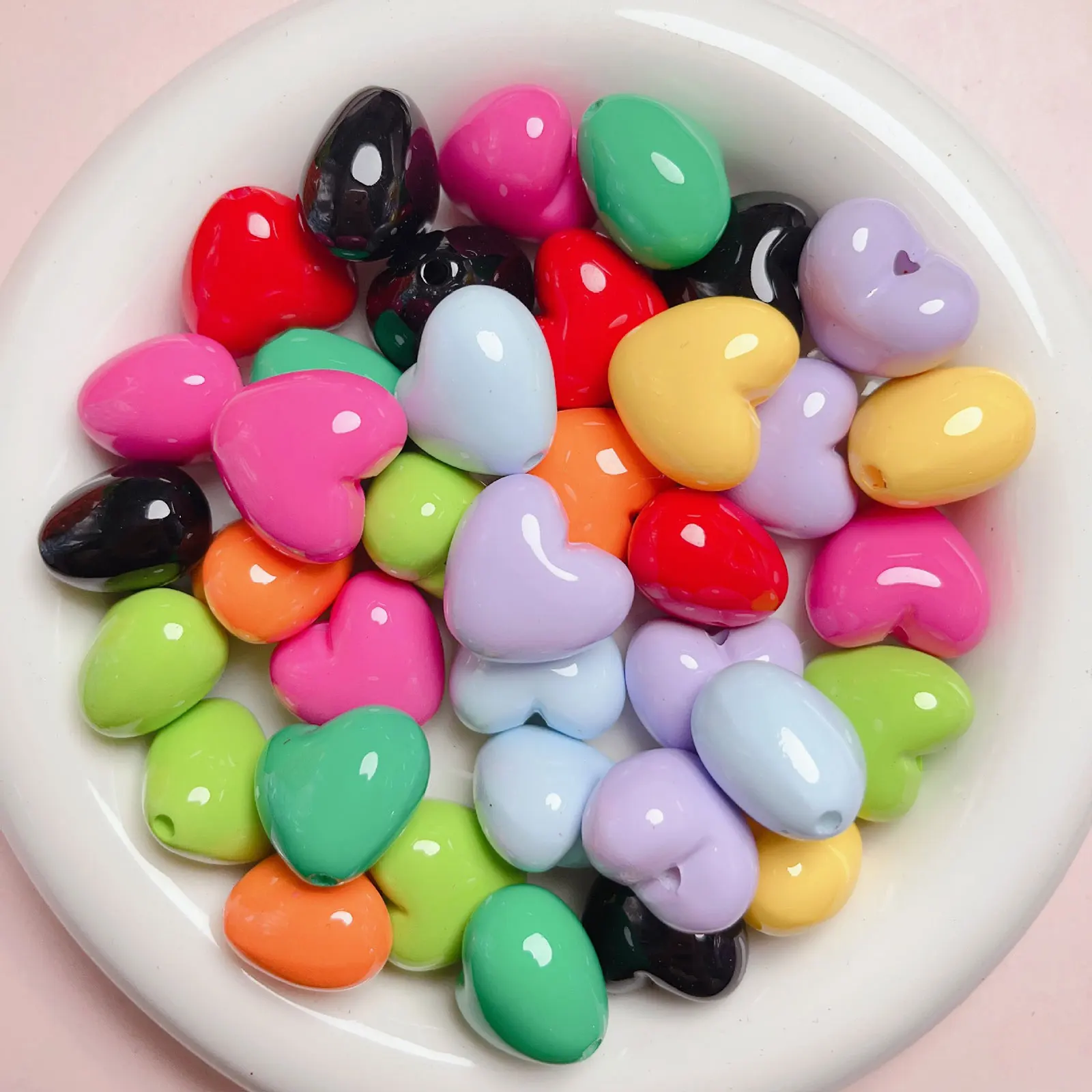 Colorful Love Heart Beads for DIY Jewelry and Accessories