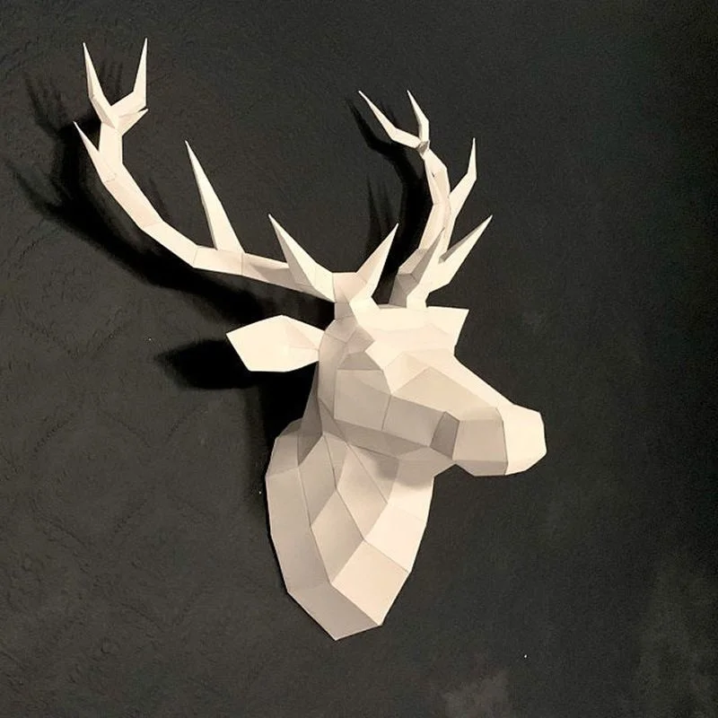 

66 cm deer head paper model manual DIY home living room 3D decoration manual DIY gift toys Paper folding 3D
