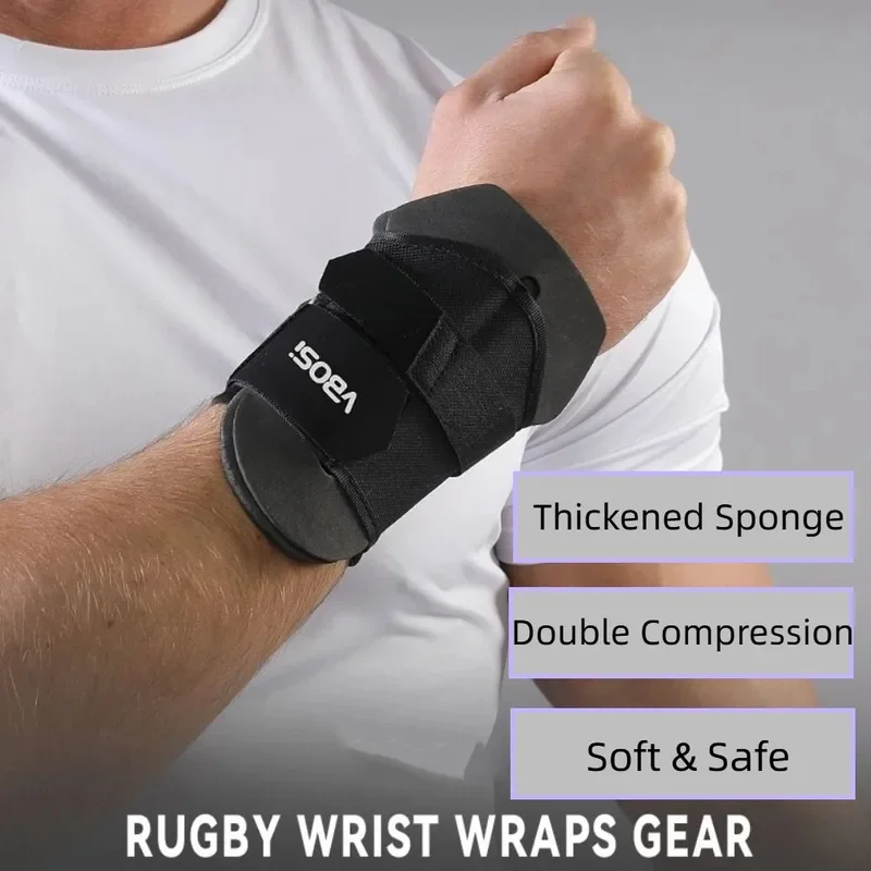 1 Pair Thickened Sponge Rugby Football Wristband Double Compression Protect American Football Wrist Wraps Fixed Support