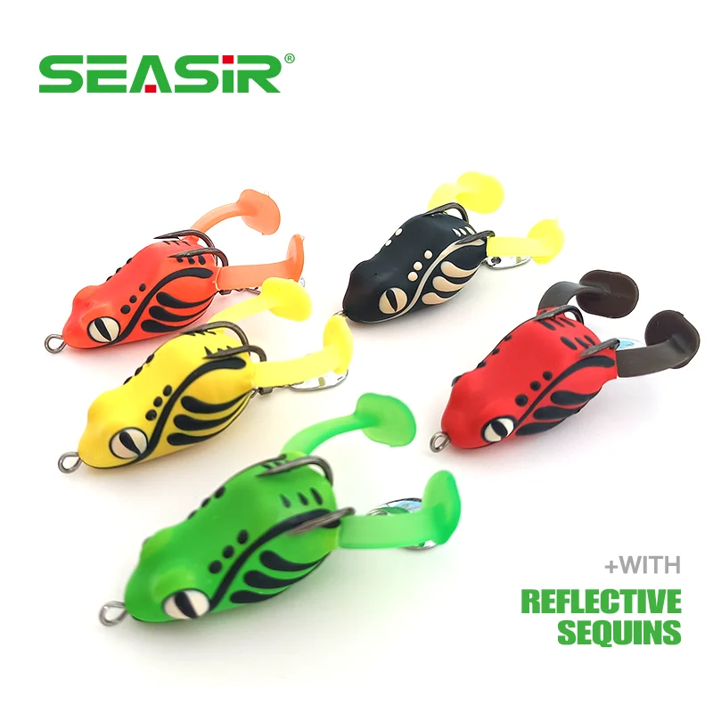 SEASIR Silicone Soft Frog Fishing Lure Mini 4cm 8g Topwater Double Barbed Hooks Hollow for Bass Snakehead