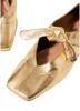 Women Square Toe Flats  Simple Style Daily Shoes Lady Shoes Spring Autumn Flats Gold Mule Slip On Women Basic  Loafers 3