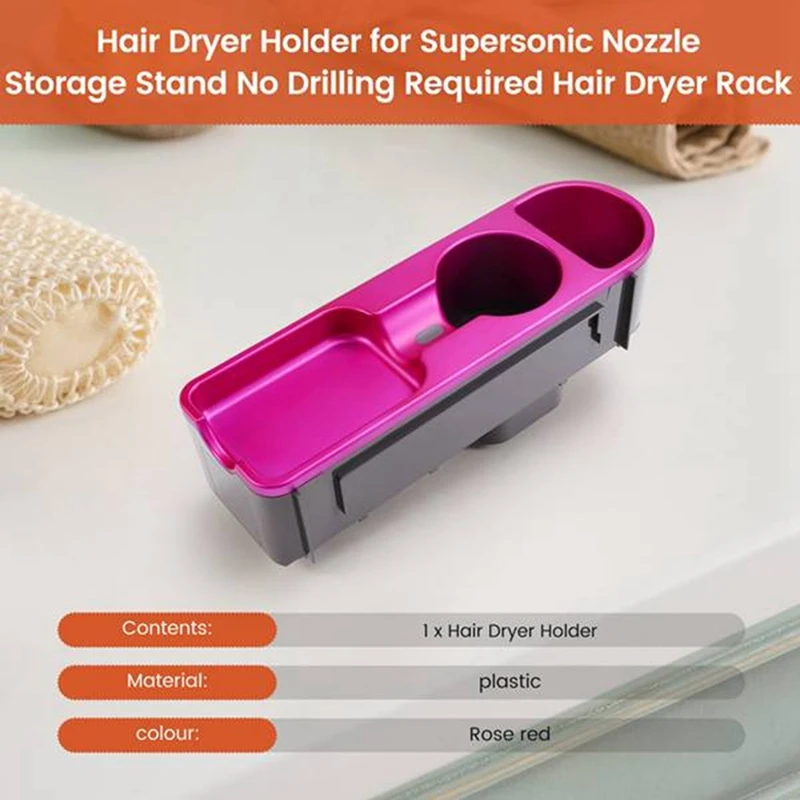AT63-Hair Dryer Holder For Dyson Supersonic Nozzle Storage Stand No Drilling Required Hair Dryer Storage Rack 5