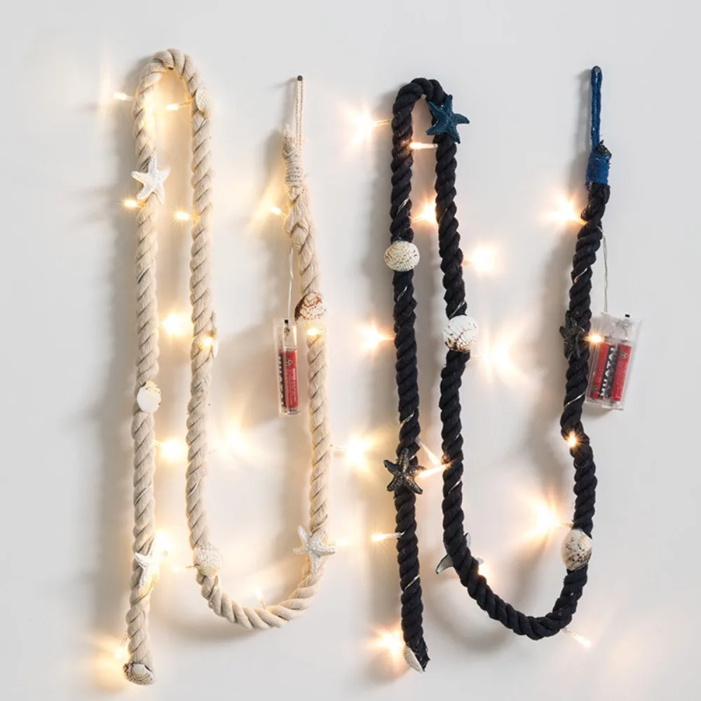 

Mediterranean style LED Christmas Day Light String Multifunctional Waterproof String Lamp Battery Operated Cotton Rope