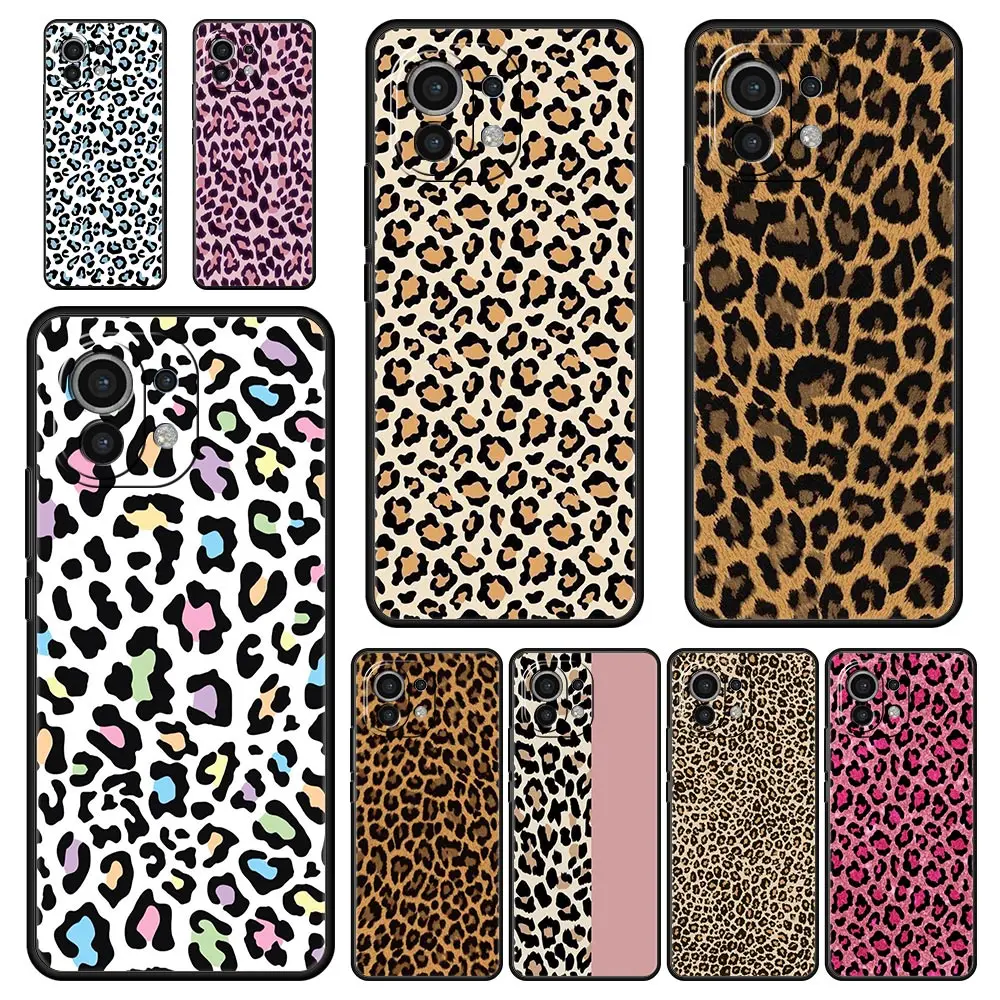 Leopard Cheetah Print Silicone Black Phone Case