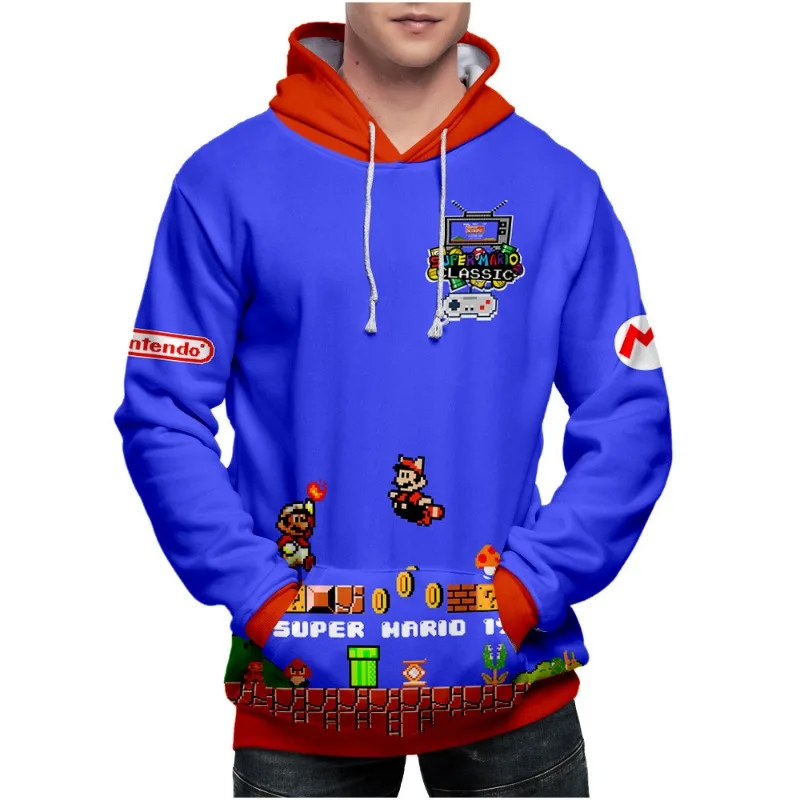 Super Mario Pullover Anime Hoodie Sweatshirt Hooded Sweater Unisex Casual  Tops