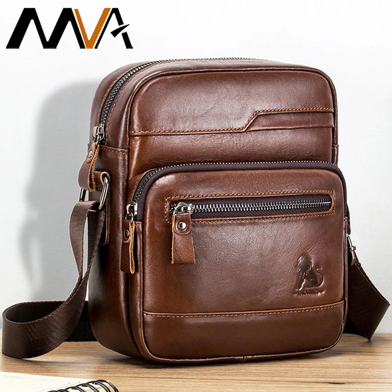 

MVA Shoulder Bag For Men Messenger Leather Luxury Bandolera Sac Bandoulière Cuir Homme Bandolera Hombre Pequeña Bolso Cuero 7.9"