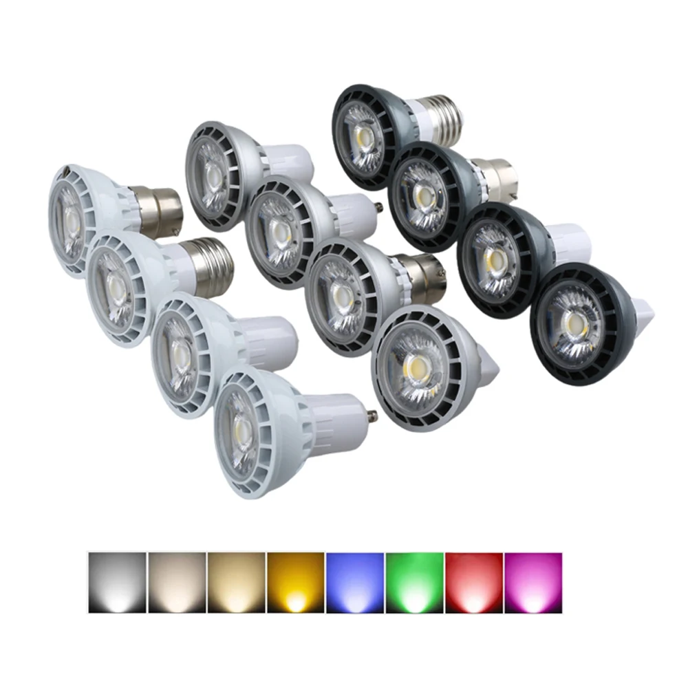 

E27 GU10 E14 E12 B22 GU5.3 5W LED COB Spotlight Bulbs Spotlights Home White Lamps Red Green Blue Luminaire for Living Room