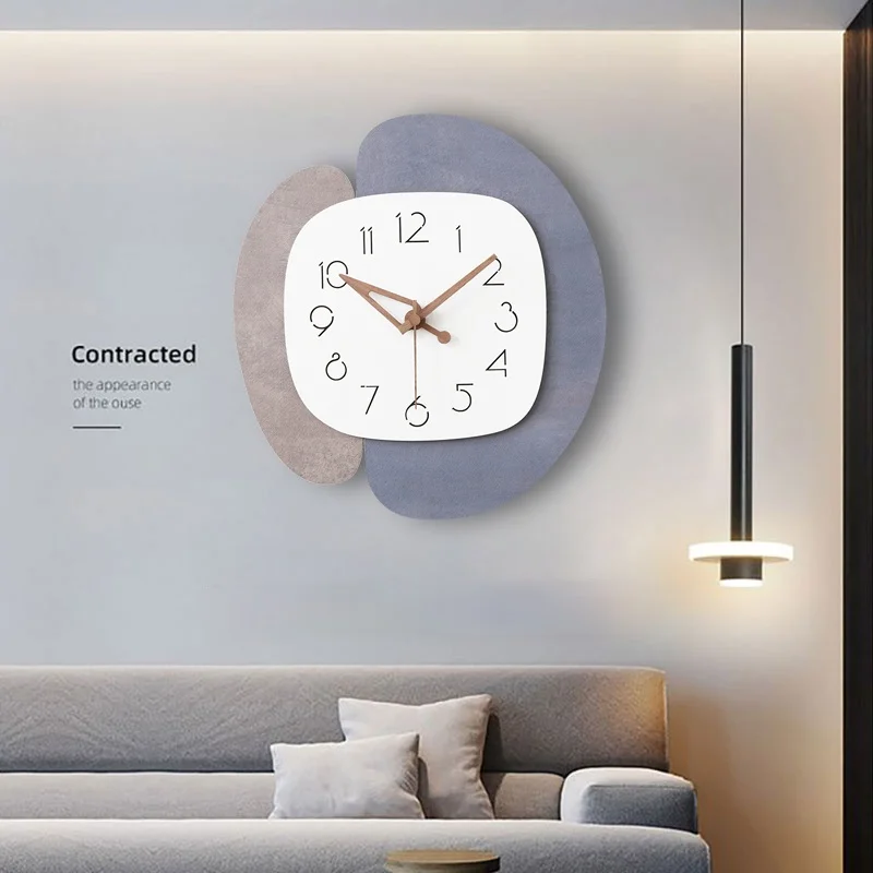

Modern minimalist mute wall clock punch-free clock atmosphere Nordic living room wall hanging home wall watch creative clock