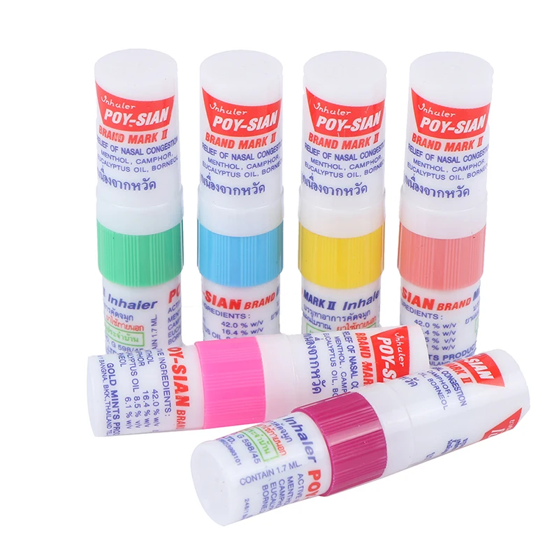 1/6Pieces Thailand Nasal Inhaler Hot Summer Use Prevent Sunstroke Nasal Inhaler Poy Sian Stick Mint Cylinder Oil Brancing