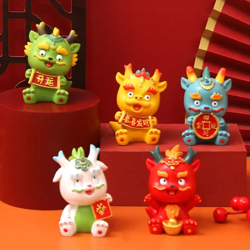 

Статуэтка дракона из смолы 2024 года, украшения с благоприятным драконом, фигурки для дома в стране, культурное наследие 2024, новогодний декор, подарочная коробка