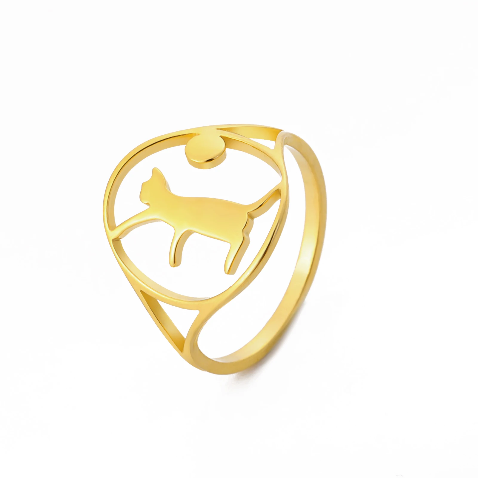 Kkjoy Mode niedlich Edelstahl Gold Farbe Hund Fingerringe Katzen ring für Frauen minimalist ischen Accessoires Schmuck Geschenk Großhandel – Detail 28