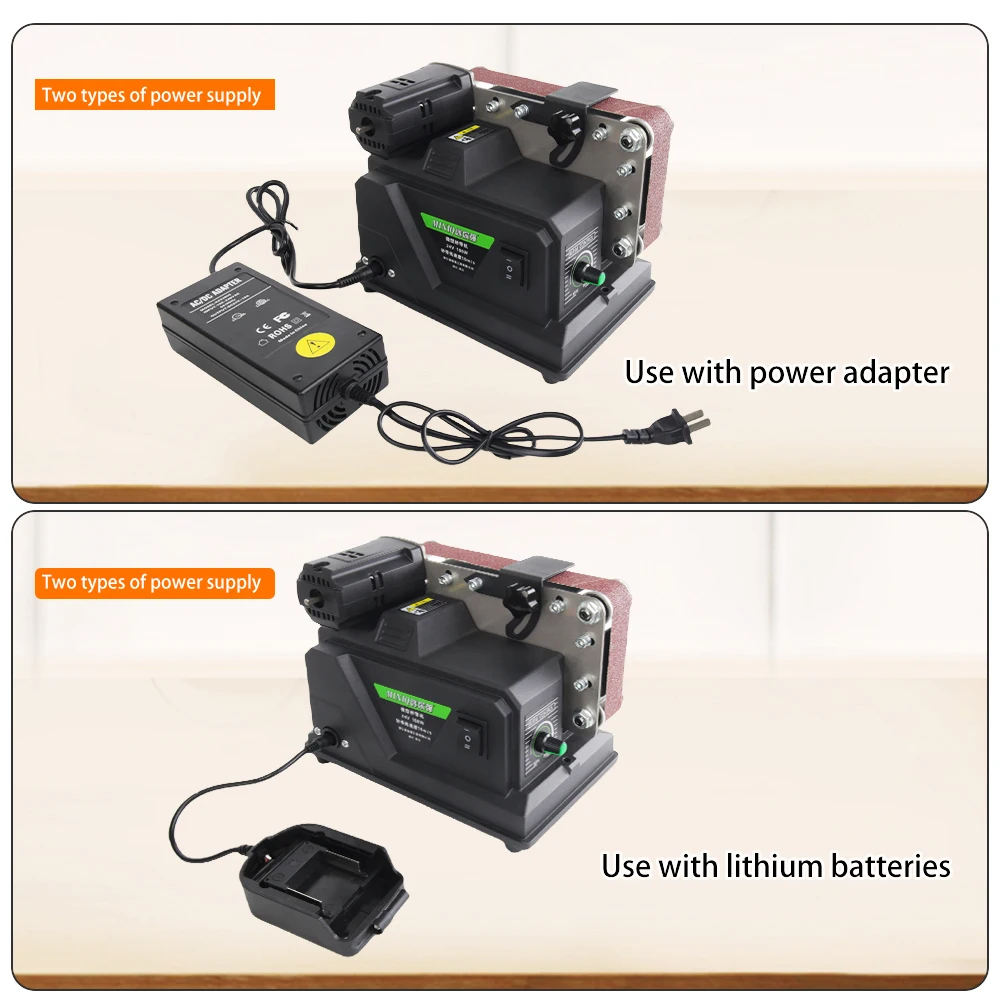 Allsome 180W Electric Sander,Mini Belt Sander with 10pcs 533*30mm Sanding Belts Compatible with Makita 18V battery and AC 220V 2