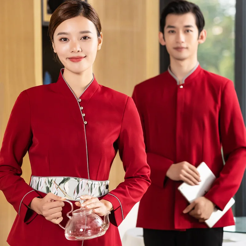 Western Restaurant Attendant Work Clothes Women's Long-Sleeved Hotel Catering Autumn and Winter Clothing Tea Restaurant Receptio hotel room attendant cleaner work clothes short sleeved female waitress clothing