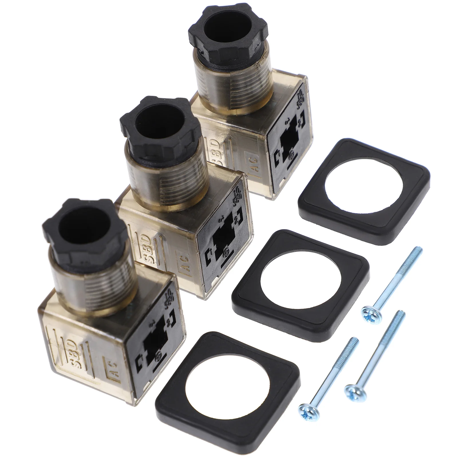 

3 Pcs 43650a Junction Box Black Outlet Solenoid Valves Coil Plug Prong 12volts Parts Pin with Indicator Pp Hydraulic