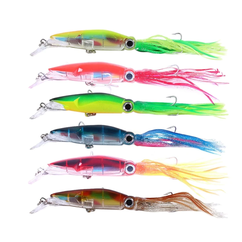 

7Pcs/Set Fishing Lure Kit 14Cm 40G Squid Fishing Lure With Beard Octopus Soft Bait Jigging Fishing Gear