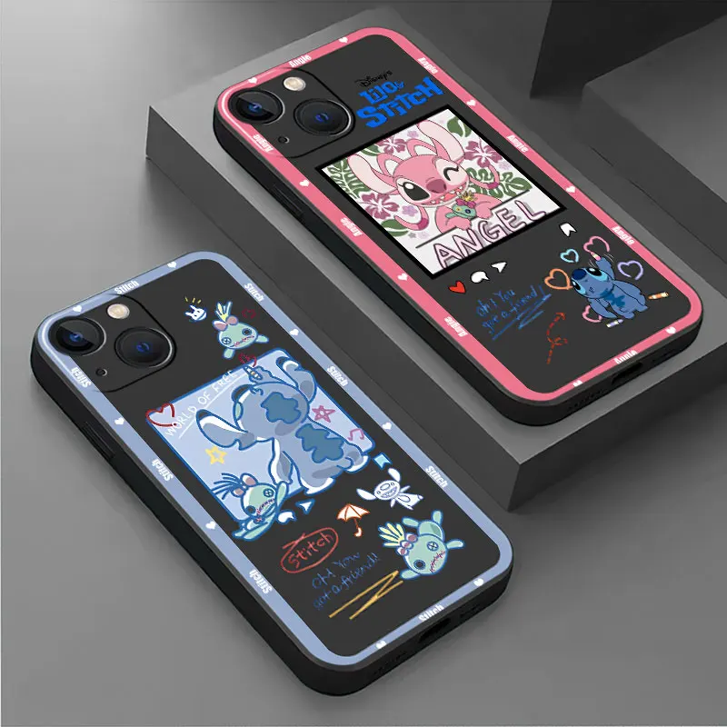 Pink Angel Blue Koala Stitch Cover Per Iphone 15 13 Se 11 Pro Max 8 Plus 14 15Pro Xr Xs X 6S 12 Mini 7 15 Cover Fundas Soft