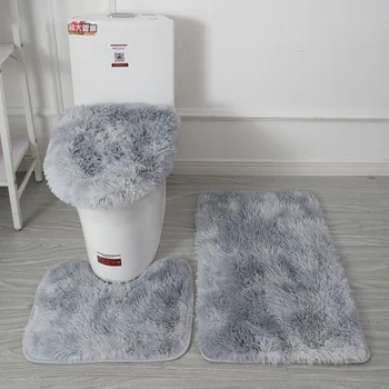 Toilet Seat Cover 3Pcs Set Bath Mat Shower Room Floor Rug Home Bathroom Anti-Slip Absorbent Doormat Bathtub Decor Carpet 1