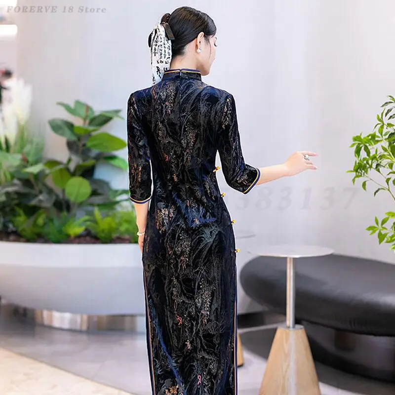 Ʈ   Cheongsam   Qipao ο ߱ Ÿ 巹   ο Vestidos μ ī ߱ 巹 5XL
