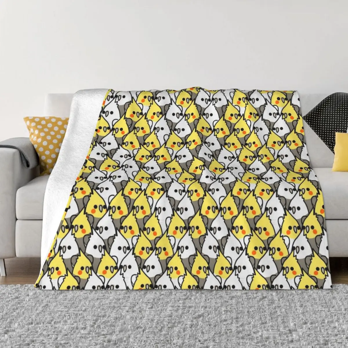 

Too Many Birds! - Cockatiel Squad Throw Blanket Heavy Blanket Custom Blanket