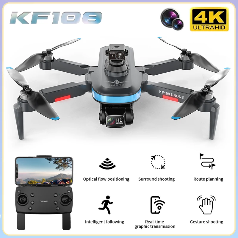 KF108 MAX Drone Professional 4K HD Dual Camera 360° Obstacle Avoidance GPS Brushless Foldable Remote Control Quadcopter Toy