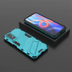 Armor Shockproof Phone Case with Magnetic Holder Stand - Enhanced Protection Back Cover for Note11 Pro 4G Global (Blue)