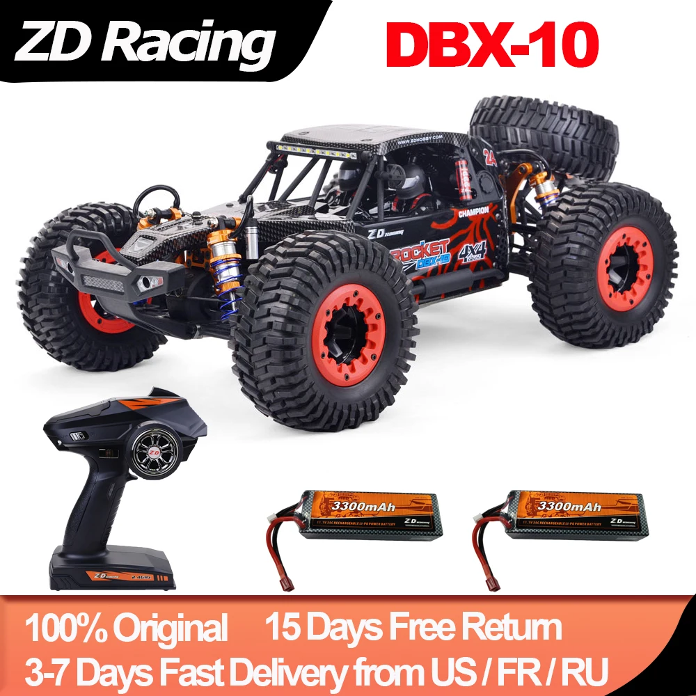 1/10電動RC4WDレーシングカー、コントローラーセット ZD DBX 10 1/10 4WD RC Car 2.4G Brushless 80km/h Remote