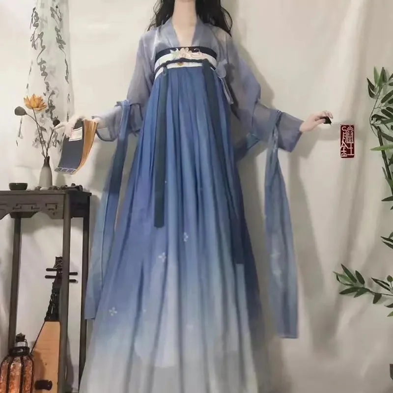 

Spring Summer Hanfu Women's Chest Length Skirt Ancient Style Set Daily Shirt Immortal Ancient Chinese Traditional Dress