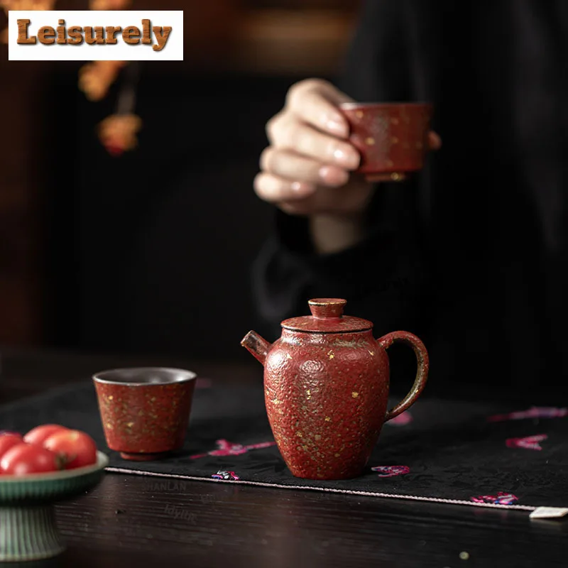 140ml Gold Sprinkle Mountain Red Teapot Japanese Tea Infuser Pot Tea Maker Kettle With Filter Puer Cafes Supplies Gift Supplies