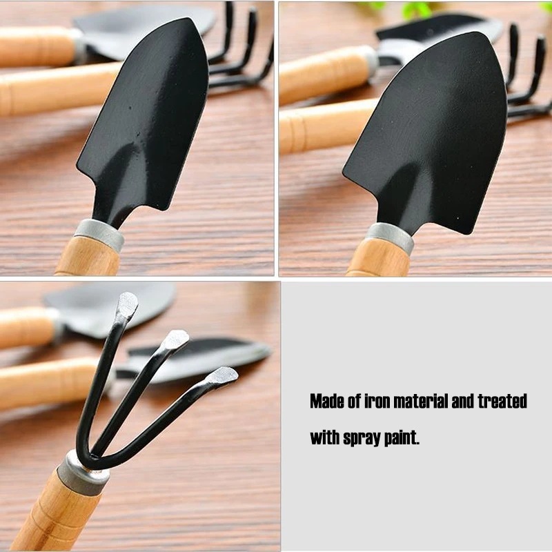 Gardening Tools 3 PCS Set Iron Shovel Rake for Garden Potting Flowers Soil loosening Planting Transplanting Hand Tools Kit