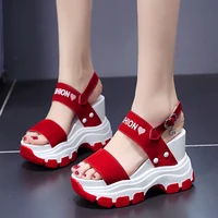 Moipheng Platform Sandals Women 2023 New Summer Chunky High Heels Female Wedges Shoes for Women Fish Toe Red Sandalia Feminina - Image 4