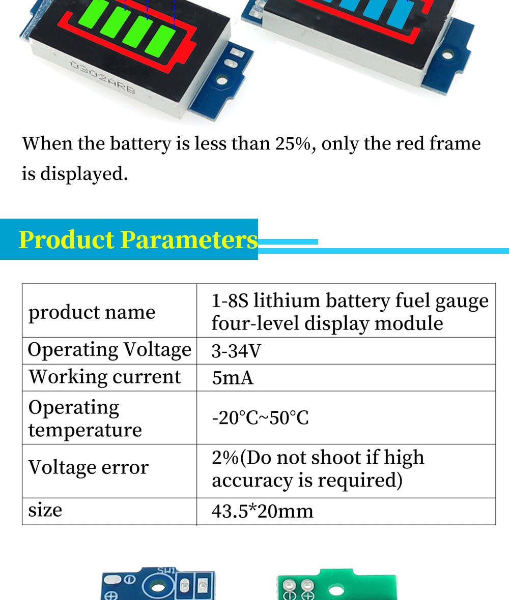 Indicatore Di Capacà Della Batteria Al Lio 1S / 2S / 3S / 4S - Foto 3