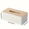 Cover For Disposable Paper Facial Tissue Bamboo Rectangular Napkin Holder For Bathroom Vanity Desk Office Bamboo Tissue Box 6
