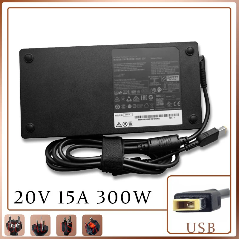 Fonte de Alimentação do Carregador Portátil 300w 20v 15a para Lenovo Thinkpad R9000p 9000k Y9000k Y9000x Adl300sdc3a