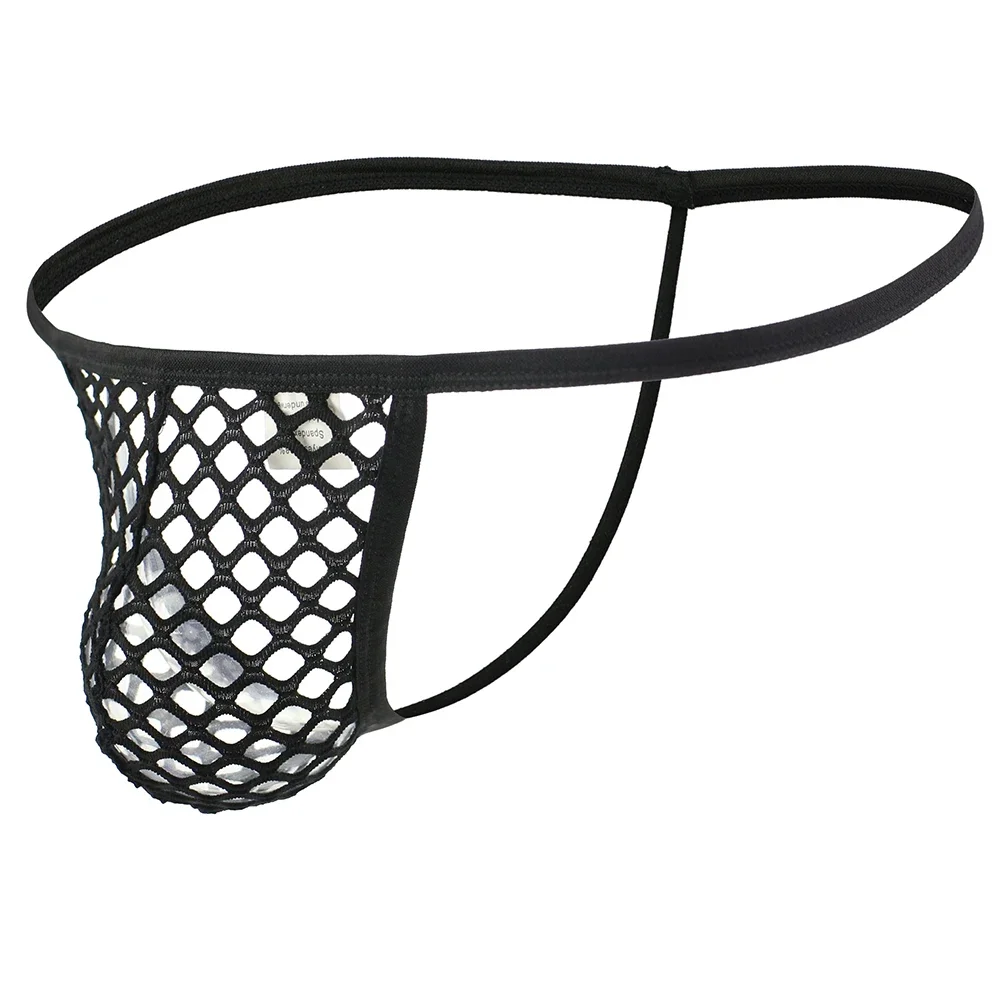 Fashion Men's Underwear See Through Fishnet Design Low Rise T-Back Thongs