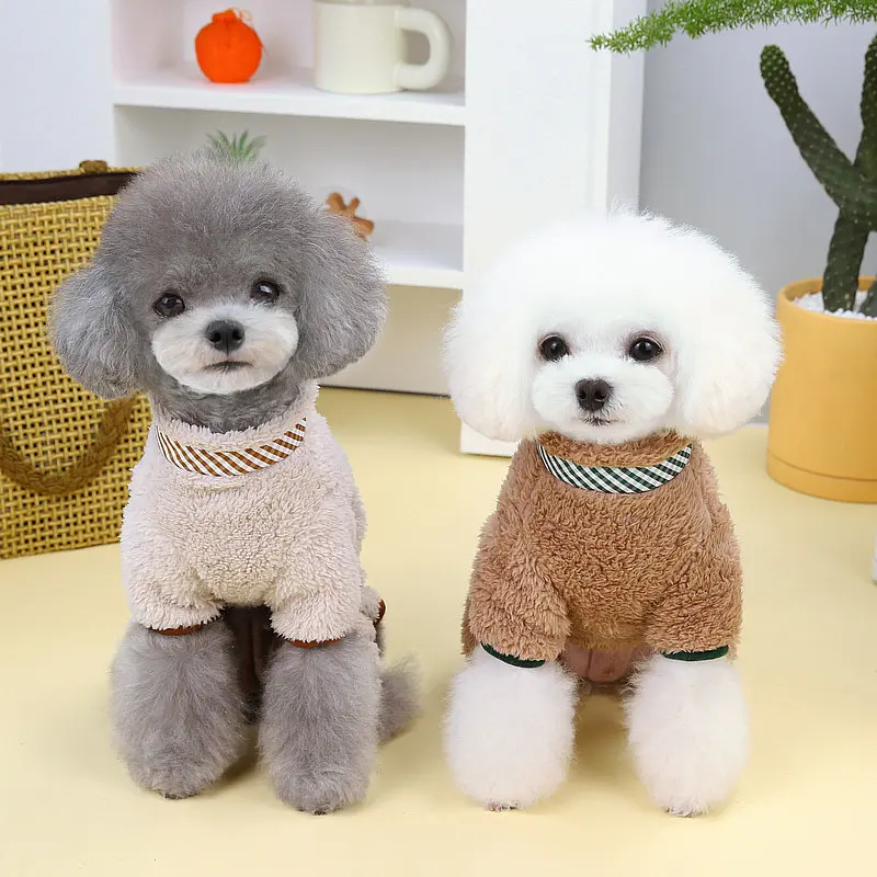 Pet Clothes Soft Warm Dog Jumpsuits Winter Pet Dog Jacket Zipper Small Puppy Yorkie Clothes Onesies Teddy French Bulldog Outfit