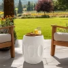 Outdoor Side Table, 18.9" Cement Outdoor End Tables for Patio, Garden Accent Table, Modern Small Round Side Table for Outside 3