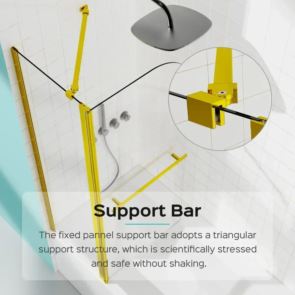 43 in. W * 58 in. H Frameless Folding Shower Doors for Bathtub, 1/4" (6mm) Thick SGCC Tempered Glass Door, Bathroom Pivot Tub 5