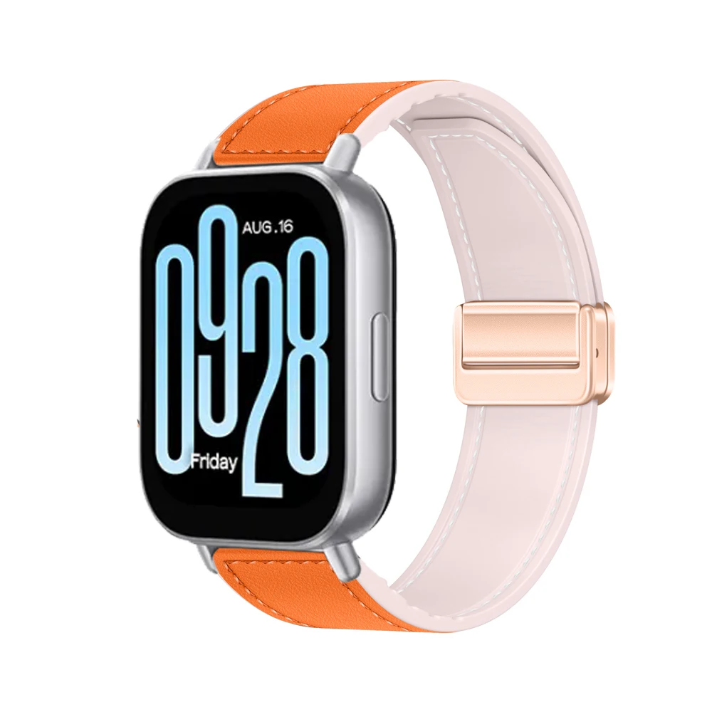 Silicone and Leather Magnetic Buckle Wristband - 22mm/20mm Strap