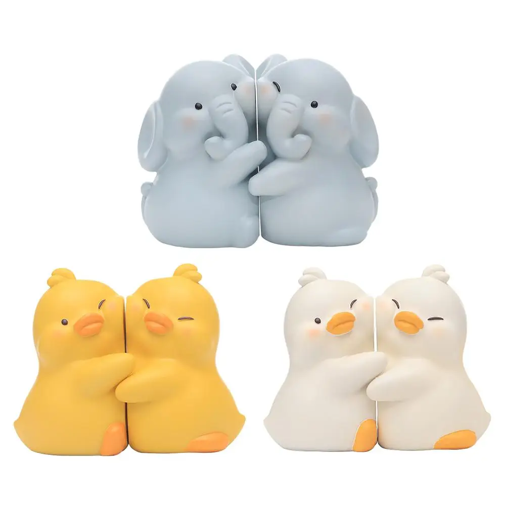 Cute Duck elephant Bookend Book Organizer Support Resin anti-Slip Decorative Bookends Set Bookshelves Study Desk Decorative
