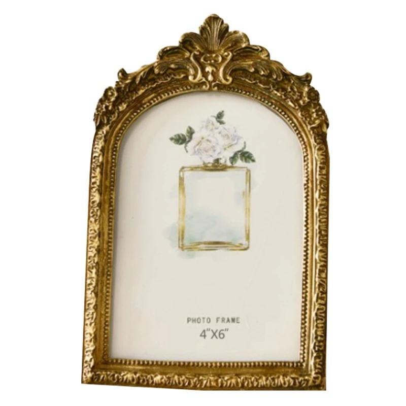 Aesthetic Vintage Photo Frame Royal Court Style Resin Photo Frame Imitation Wood Embossed Picture Home Ornaments photo frame wood canvas frame wood photo frame wood frame wood picture frame art frames