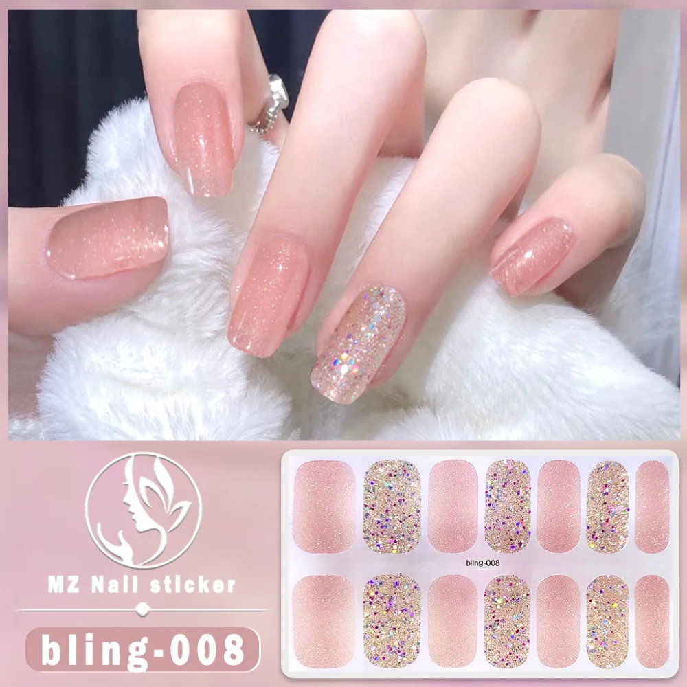 Glittering French Nail Decals 3D Nails Polish Wraps Waterproof Nail Art Sticker Nail Art No Damage to Nails