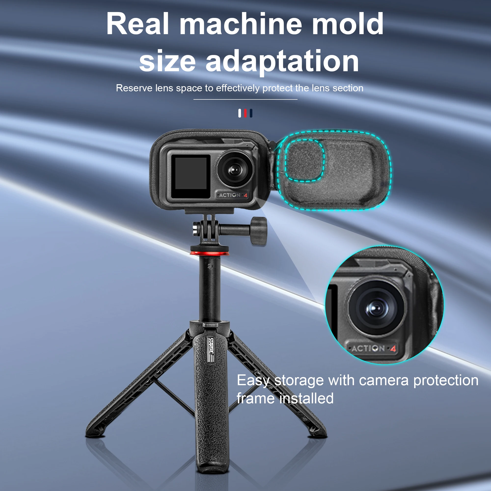 STARTRC 미니 스트로리지 백, DJI 액션 4, 오스모 액션 3, 인스타 360 GO3, 고프로 스포츠 카메라 액세서리, PU 가죽 하드 보관 케이스
